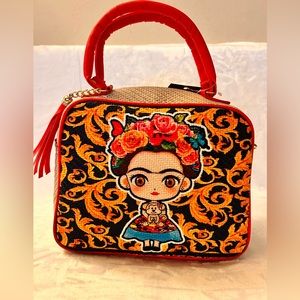 SUBLIMATED HANDMADE JUTE BAG WITH ADJUSTABLE LONG STRAPS MEASUREMENTS: 9x9x4 in.